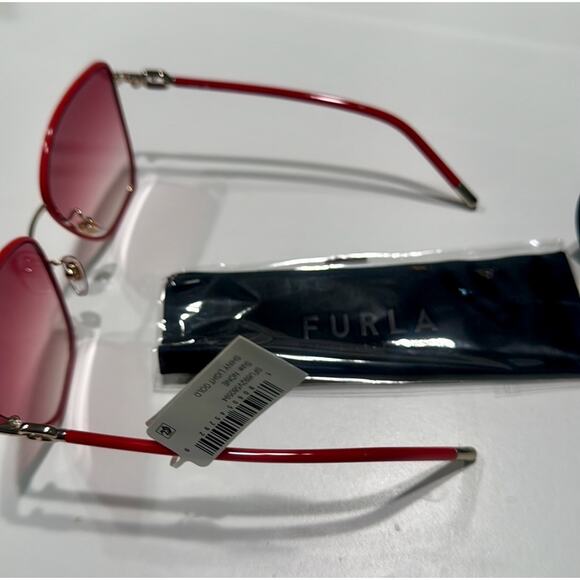 Furla 58mm Gradient Square Sunglasses Shiny Light Gold - Picture 4 of 7